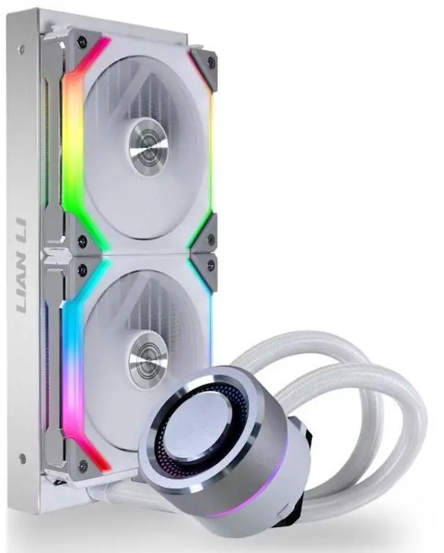 Alt view image 3 of 4 - Lian Li Galahad AIO 240 UNI Fan SL Edition Liquid CPU Cooler - Dual Fan - White
