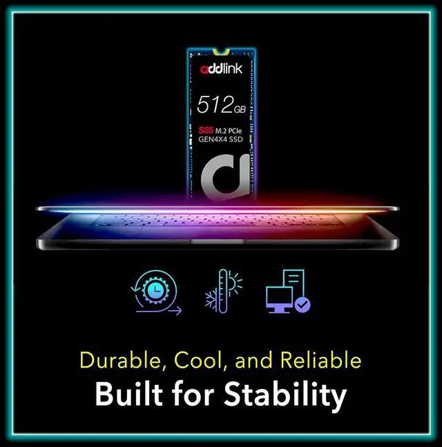 Alt view image 5 of 6 - Addlink S85 NVMe Gen 4 M.2 - 512gb