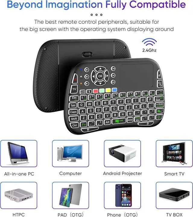 Alt view image 3 of 6 - Porodo Mini Wireless Keyboard Touch Combo - Black