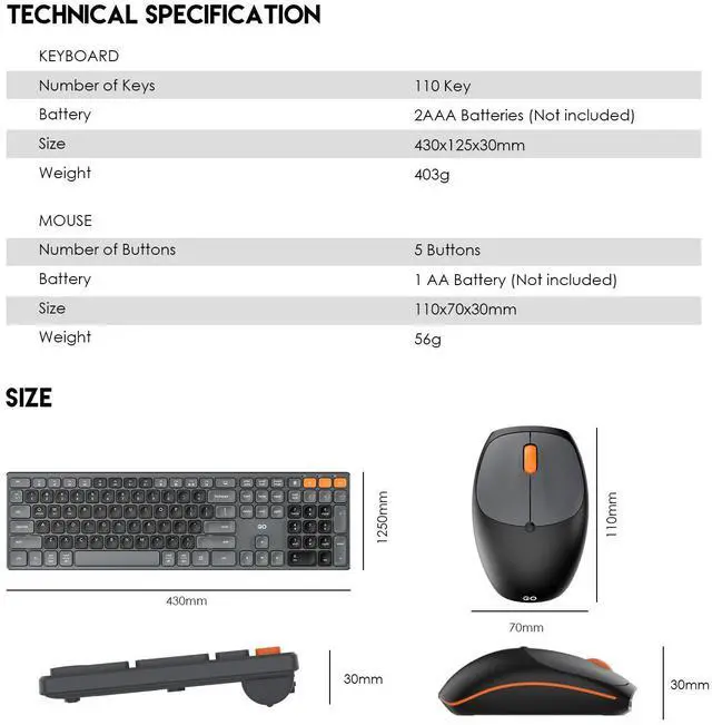 Alt view image 7 of 7 - Fantech GO WK895 Wireless Keyboard Mouse combo - Black