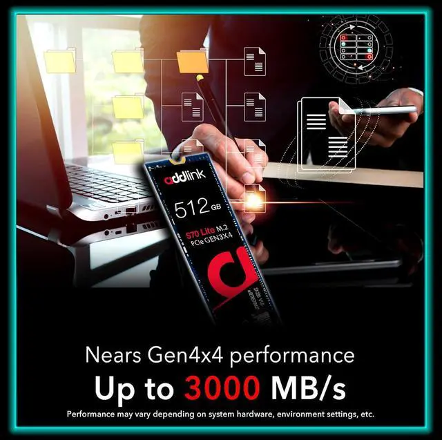 Alt view image 3 of 5 - Addlink S70L M.2 NVMe - 512GB