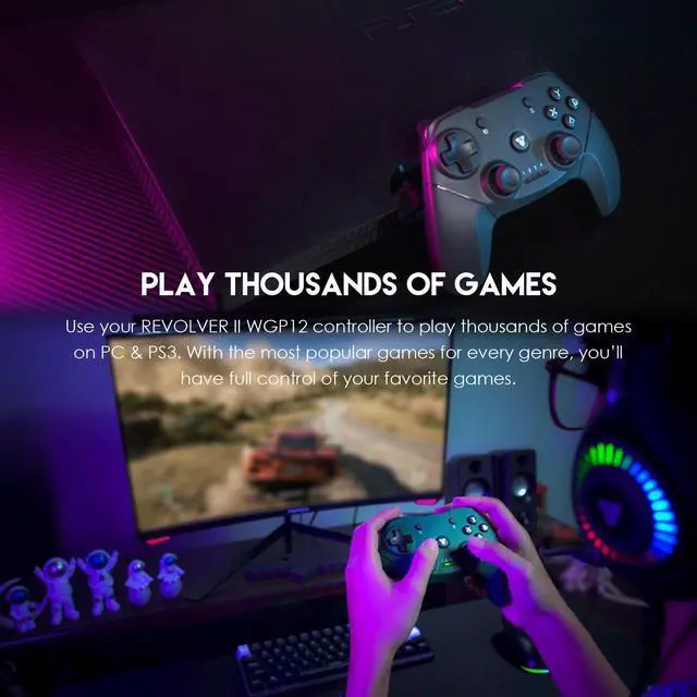 Alt view image 3 of 6 - Fantech WGP12 Wireless Gaming Controller - Green