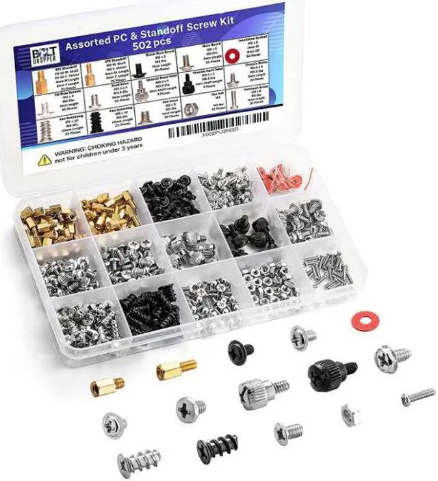 Main image of 502pc Motherboard Standoffs Screw Kit | Basic Computer Screws Set for HDD Hard Drive, Case, Fan, Power Card, Graphics, Chassis, CD-ROM, ATX Case | for DIY & Repair