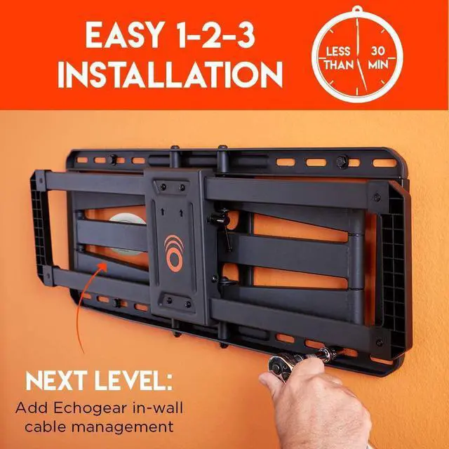 Alt view image 4 of 7 - ECHOGEAR Full Motion TV Wall Mount for Big TVs Up to 90" TVs - Smooth Swivel, Tilt, & Extension - Universal Design Works with Samsung, Vizio, TCL & More - Includes Drilling Template