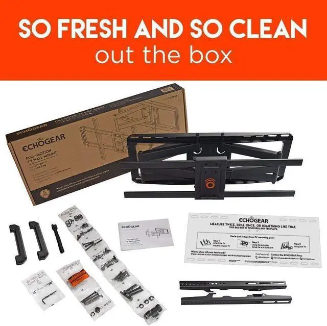 Alt view image 7 of 7 - ECHOGEAR Full Motion TV Wall Mount for Big TVs Up to 90" TVs - Smooth Swivel, Tilt, & Extension - Universal Design Works with Samsung, Vizio, TCL & More - Includes Drilling Template