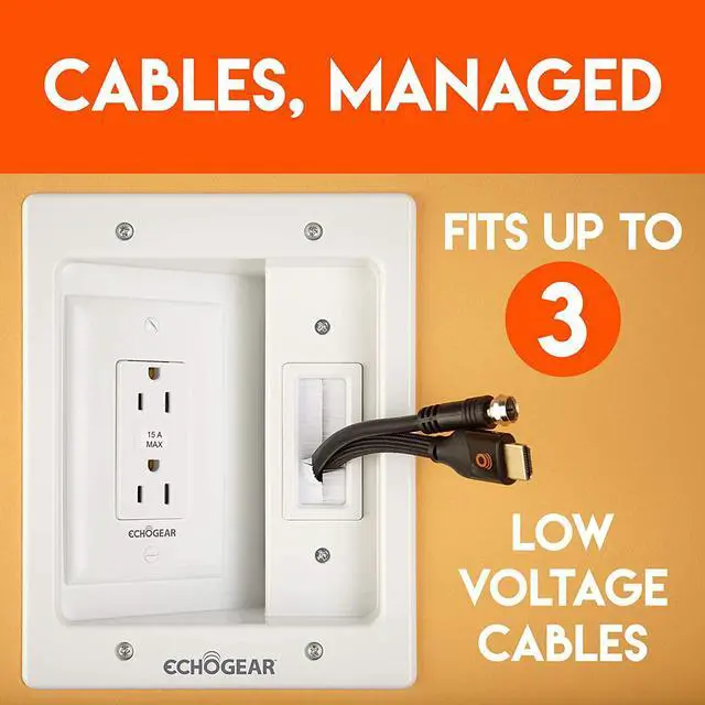 Alt view image 4 of 7 - In Wall Cable Concealer Kit,Hide TV Power Cables Low Voltage Wires Behind The Wall , Perfect for Wall Mounted TVs - Includes Template, Saw & Low Profile Extension Cord