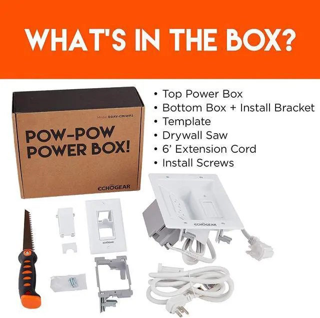 Alt view image 6 of 7 - In Wall Cable Concealer Kit,Hide TV Power Cables Low Voltage Wires Behind The Wall , Perfect for Wall Mounted TVs - Includes Template, Saw & Low Profile Extension Cord