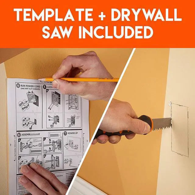 Alt view image 3 of 7 - In Wall Cable Concealer Kit,Hide TV Power Cables Low Voltage Wires Behind The Wall , Perfect for Wall Mounted TVs - Includes Template, Saw & Low Profile Extension Cord