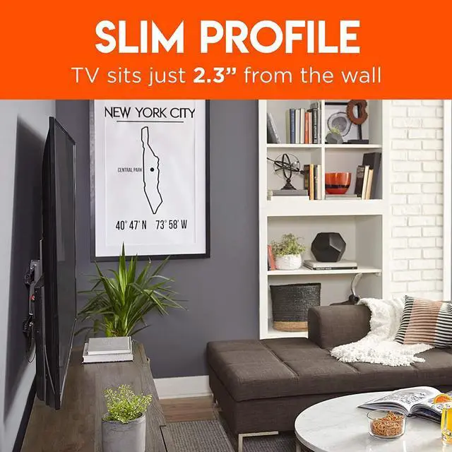Alt view image 4 of 7 - ECHOGEAR Tilting TV Wall Mount with Low Profile Design for 40" - 90" TVs - Eliminate Glare with 10º of Smooth Tilt - Slides to Center Between Studs & Can Be Leveled After Install