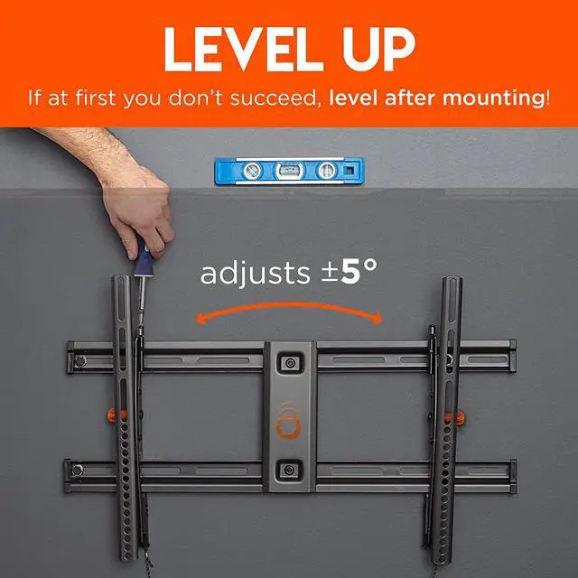 Alt view image 6 of 7 - ECHOGEAR Tilting TV Wall Mount with Low Profile Design for 40" - 90" TVs - Eliminate Glare with 10º of Smooth Tilt - Slides to Center Between Studs & Can Be Leveled After Install