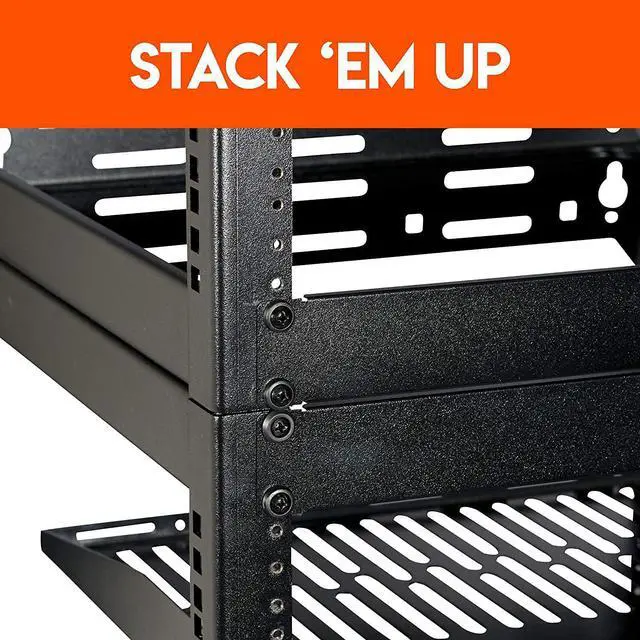 Alt view image 6 of 6 - ECHOGEAR 10U Open Frame Rack - Wall Mountable Heavy Duty 4 Post Design Holds All Your Networking & AV Gear - Includes 2 1U Vented Shelves & Mounting Hardware