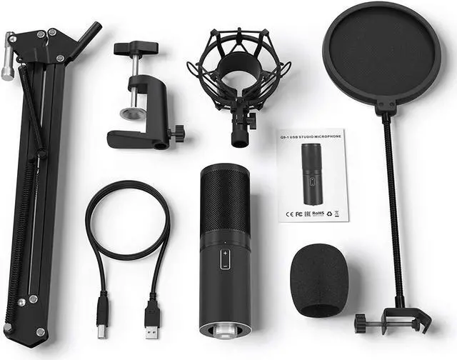 Alt view image 6 of 6 - TONOR USB Microphone Kit, Streaming Podcast PC Cardioid Condenser Computer Mic for Gaming, YouTube Video, Recording Music, Voice Over, Studio Mic Bundle with Adjustment Arm Stand
