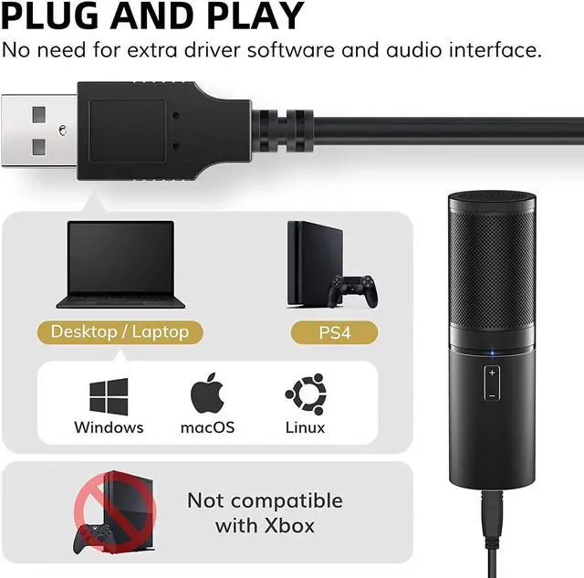 Alt view image 2 of 6 - TONOR USB Microphone Kit, Streaming Podcast PC Cardioid Condenser Computer Mic for Gaming, YouTube Video, Recording Music, Voice Over, Studio Mic Bundle with Adjustment Arm Stand