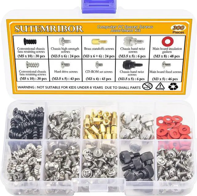 Main image of 300PCS Personal Computer Screw Standoffs Set Kit for Hard Drive Computer Case Motherboard Fan Power Graphics