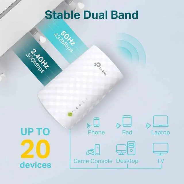 Alt view image 4 of 6 - TP-Link AC750 WiFi Extender (RE220), Covers Up to 1200 Sq.ft and 20 Devices, Up to 750Mbps Dual Band WiFi Range Extender, WiFi Booster to Extend Range of WiFi Internet Connection