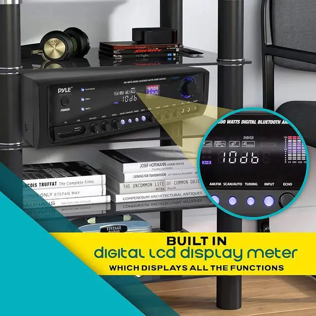 Alt view image 9 of 20 - Digital Home Theater Bluetooth Stereo Receiver, Aux (3.5mm) Input, MP3/USB/SD/AM/FM Radio, (2) Mic Inputs, 300 Watt
