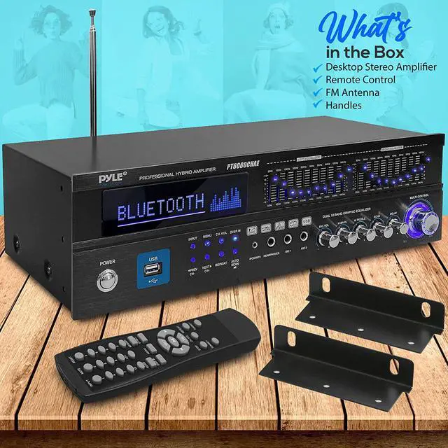Alt view image 7 of 20 - FCH 6-Channel Bluetooth Hybrid Home Amplifier,2000W Home Audio Rack Mount Stereo Power Amplifier Receiver w/Radio, USB/AUX/RCA/Mic, Optical/Coaxial, AC-3, DVD Inputs, Dual 10 Band EQ
