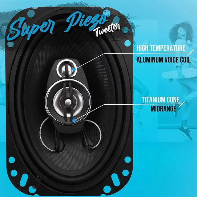 Alt view image 4 of 17 - 4-Way Universal Car Stereo Speakers - 500W 6x9 Quadraxial Loud Pro Audio Car Speaker Universal OEM Quick Replacement Component Speaker Vehicle Door/Side Panel Mount Compatible - Pyle