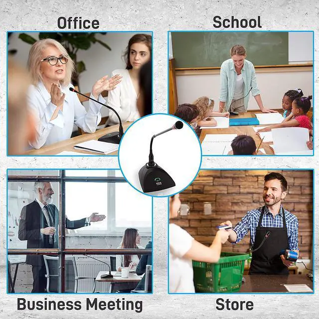 Alt view image 4 of 6 - 8 Channel Conference Microphone System - UHF Desktop, Table Meeting Wireless Microphones & Receiver w/ 8 Gooseneck Mics, Rack Mountable & LED Audio Signal Indicator Lights