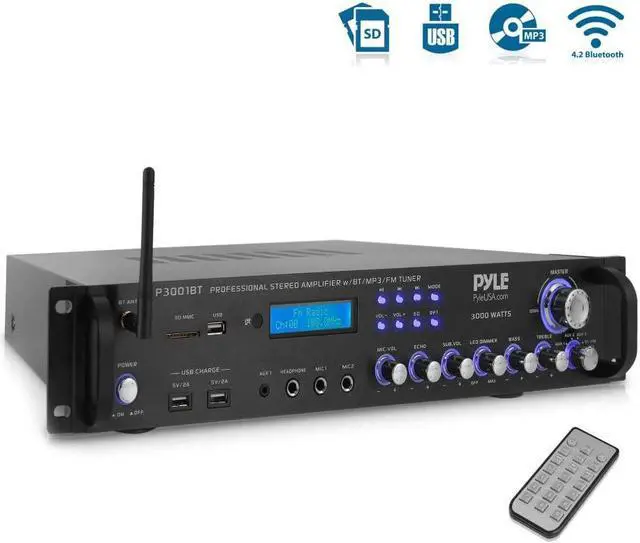 Main image of Bluetooth Hybrid Amplifier Receiver - Home Theater Pre-Amplifier with Wireless Streaming Ability, 3000watt MP3/USB/SD/AUX/FM Radio