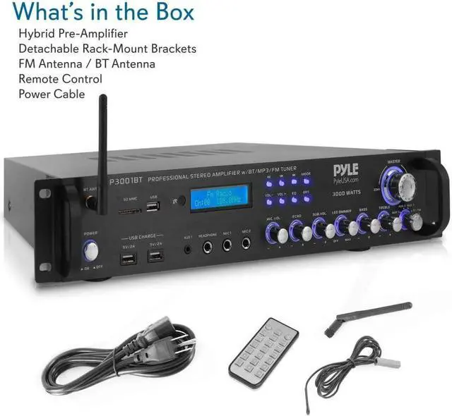 Alt view image 5 of 5 - Bluetooth Hybrid Amplifier Receiver - Home Theater Pre-Amplifier with Wireless Streaming Ability, 3000watt MP3/USB/SD/AUX/FM Radio