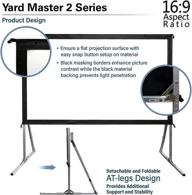 Alt view image 2 of 5 - Elite Screens Yard Master 2, 120-inch Outdoor Indoor Projector Screen 16:9, Fast Easy Snap On Set-up Freestanding Portable Movie Foldable Front Projection | US Based Company 2-YEAR WARRANTY