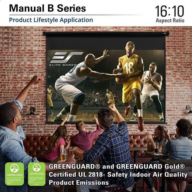 Alt view image 3 of 4 - Elite Screens Manual B Series, 120-INCH Pull Down Projector Screen with Auto-Lock / Slow Retract Mechanism, 4K / 8K 3D Ultra HDR HD Ready Home Cinema Theater Presentation Education