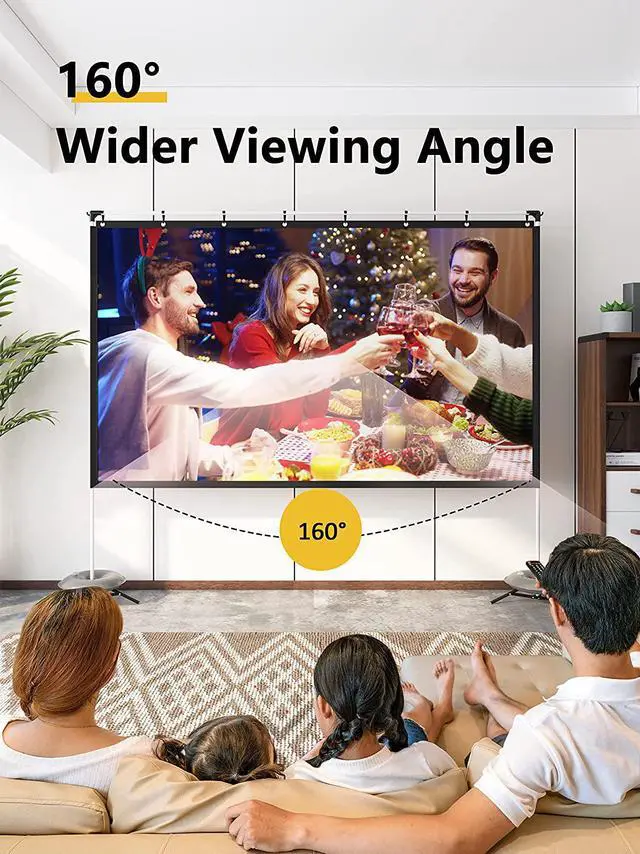 Alt view image 2 of 5 - Portable Projector Screen with Stand, 100 Inch Projection Screen 16:9, 4K HD Rear Front Projections Movies Screen with Carry Bag for Indoor Outdoor Home Theater Backyard Cinema Travel