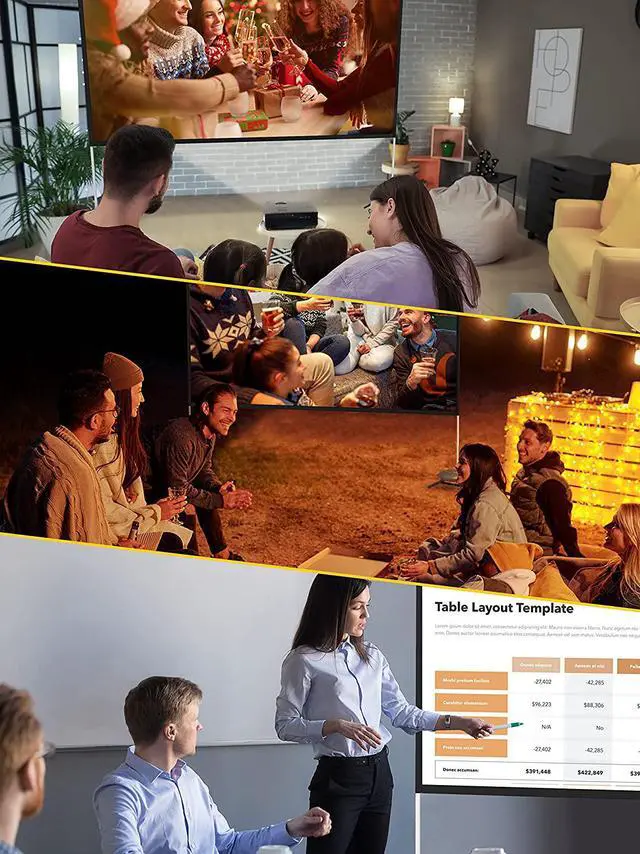 Alt view image 5 of 5 - Portable Projector Screen with Stand, 100 Inch Projection Screen 16:9, 4K HD Rear Front Projections Movies Screen with Carry Bag for Indoor Outdoor Home Theater Backyard Cinema Travel