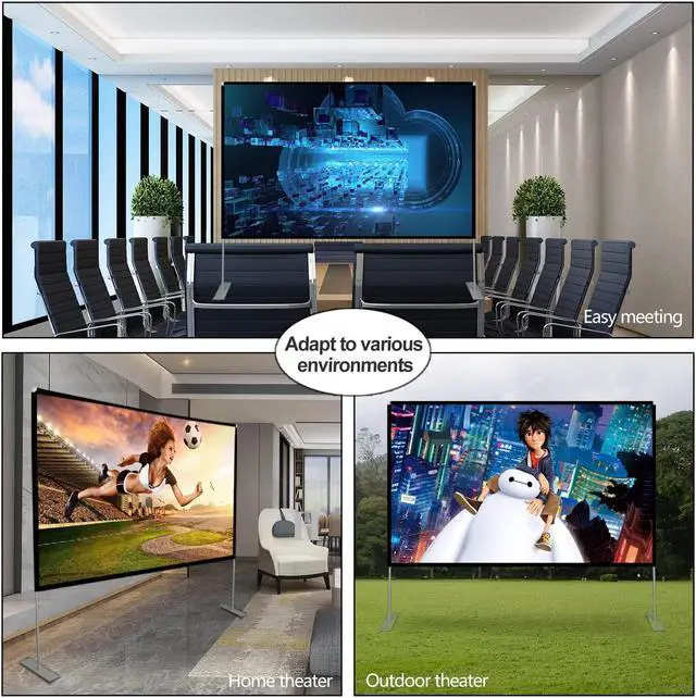 Alt view image 7 of 7 - Projector Screen with Stand 100 inch Portable Projection Screen 16:9 4K HD Rear Front Projections Movies Screen with Carry Bag for Indoor Outdoor Home Theater Backyard Cinema Travel