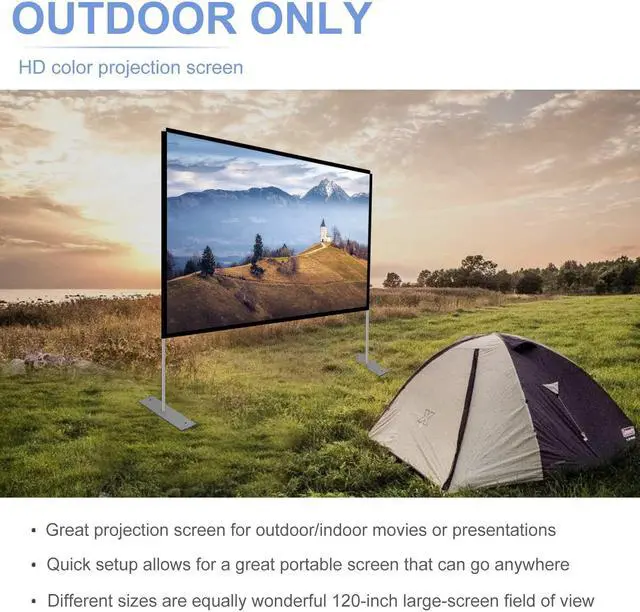 Alt view image 4 of 6 - Projector Screen with Stand 120 inch 16:9 HD 4K Outdoor Indoor Projection Screen for Home Theater 3D Fast-Folding Projector Screen with Stand Legs and Carry Bag Projection Movie Wrinkle-Free