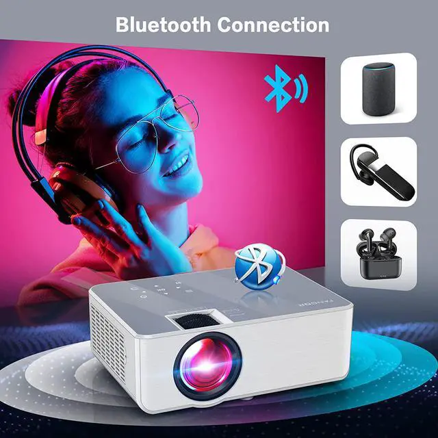 Alt view image 5 of 6 - 1080P HD Projector, WiFi Projector Bluetooth Projector,230" Portable Movie Projector with Tripod, Home Theater Video Projector Compatible with HDMI, VGA, USB, Laptop, iOS & Android Smartphone