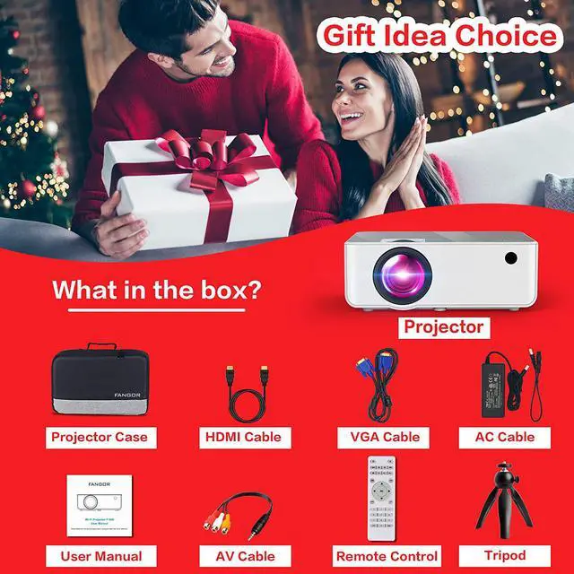 Alt view image 6 of 6 - 1080P HD Projector, WiFi Projector Bluetooth Projector,230" Portable Movie Projector with Tripod, Home Theater Video Projector Compatible with HDMI, VGA, USB, Laptop, iOS & Android Smartphone