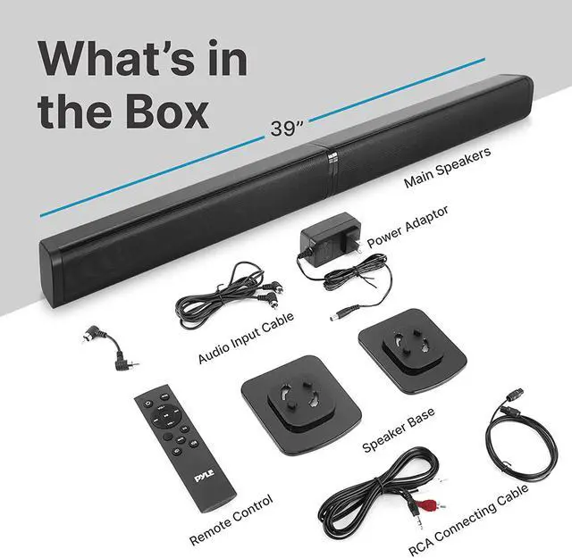 Alt view image 5 of 5 - Pyle - Detachable sound bar Home Convertible Soundbar with Bluetooth - 2 Ch 39" Soundbar Stereo Speaker for TV, Wall Mountable, Class D Stereo Power Digital Amplifier, Optical, AUX, USB/TF Card Input