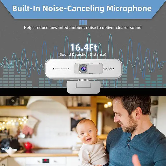 Alt view image 4 of 4 - Zoom Certified, NexiGo 2K Zoomable Webcam with Remote and Software Controls | Sony Starvis Sensor | 1080P@ 60FPS | 3X Zoom in | Dual Stereo Microphone, for Zoom/Skype/Teams/Webex