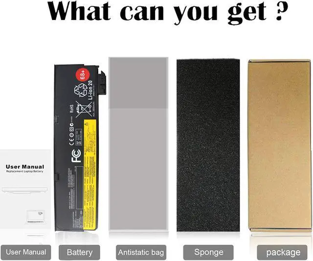 Alt view image 6 of 6 - BYTEC 9-Cell 94Wh ThinkPad Battery 68+ for Lenovo ThinkPad T450 T460 T440 T440s T460P T470P T550 L450 L460 L470 P50S W550 W550s X240 X250 X260 X270 0C52861 0C52862 45N1128 45N1734
