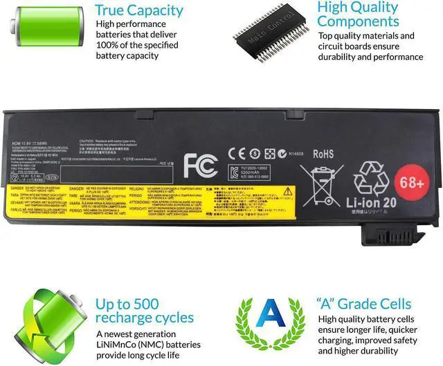 Alt view image 4 of 6 - 6Cell 58W 68+ 0C52862 Battery Compatible with Lenovo T440 T440s T450 T460 T460p T550 T560 W550s X250 X260 X270 45N1124 45N1125 45N1128 45N1127 X240
