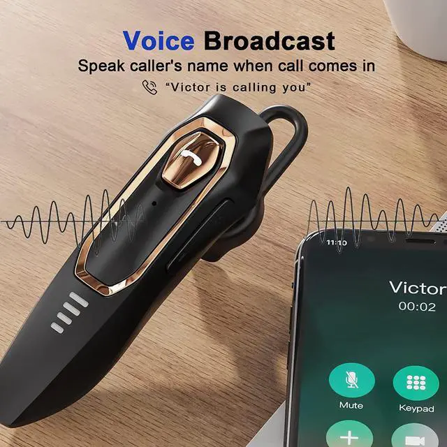 Alt view image 5 of 7 - Trucker Bluetooth Headset, Noise Cancelling, 30H Talking Time, Speak Callers Name, Hands Free Bluetooth Earpiece for Cell Phone