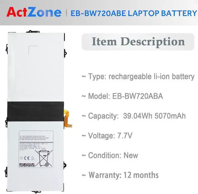Alt view image 3 of 3 - EB-BW720ABE EB-BW720ABA Replacement Battery for Samsung Chromebook Plus V2 XE310XBA XE350XBA XE520QAB XE521QAB K01US K02US K03US, Galaxy Book 12" SM-W720 SM-W723 SM-W727V AA-PBMN2HO PBMN2H0