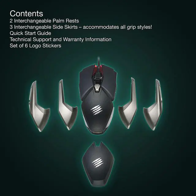 Alt view image 3 of 7 - Mad Catz B.A.T. 6+ Performance Ambidextrous Wired Gaming Mouse