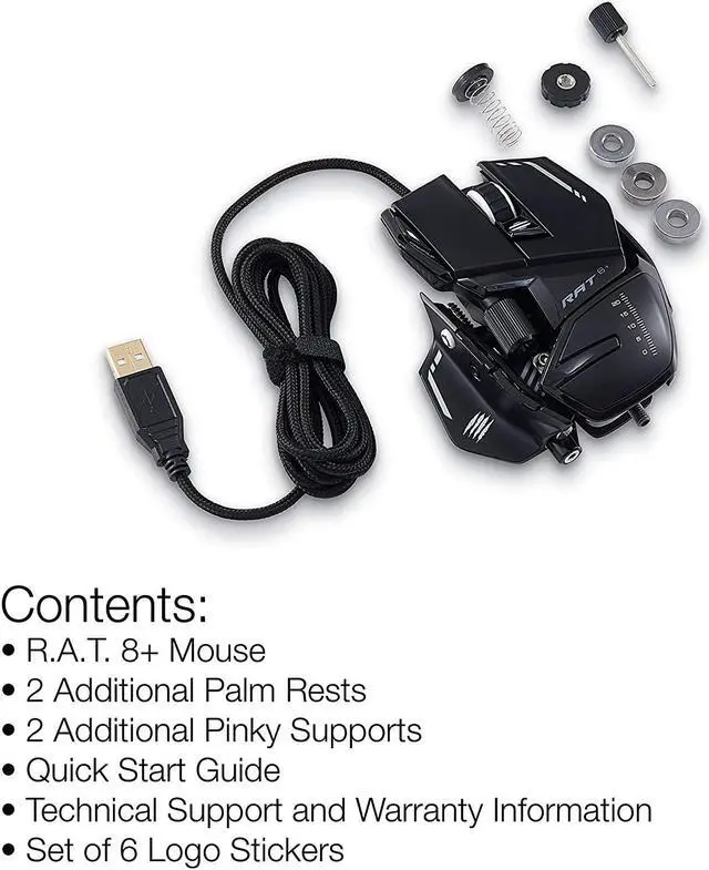 Alt view image 3 of 6 - The Authentic R.A.T. 8+ Fully Adjustable Wired Gaming Mouse - 16000 DPI Optical Sensor - 11 Programmable Buttons and RGB Lighting - Black