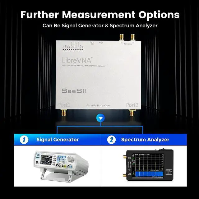 Alt view image 3 of 7 - LibreVNA 100kHz-6GHz Vector Network Analyzer, SEESII Profesional NanoVNA Antenna Analyzer USB Based Full 2-Port with External Reference Input/Output,Measuring Full S-Parameters,2021 Upgraded Version