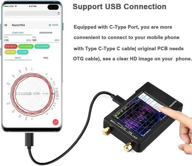 Alt view image 3 of 7 - NanoVNA-H REV3.4 Vector Network Analyzer,10KHz -1.5GHz HF VHF UHF Antenna Analyzer Portable VNA with SMA Adapter