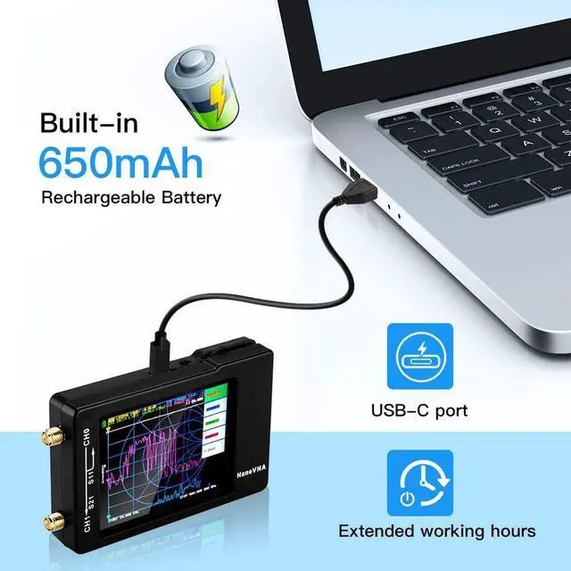 Alt view image 4 of 7 - NanoVNA-H REV3.4 Vector Network Analyzer,10KHz -1.5GHz HF VHF UHF Antenna Analyzer Portable VNA with SMA Adapter