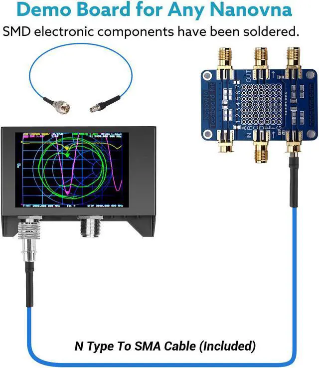 Alt view image 2 of 7 - NanoVna SAA-2N VNA Antenna Analyzer,SEESII 50KHz -3GHz Vector Network Analyzer with Bag & Testboard Kit,4" inch LCD,HF VHF UHF Measuring S Parameters, Voltage Standing Wave Ratio Smith Chart