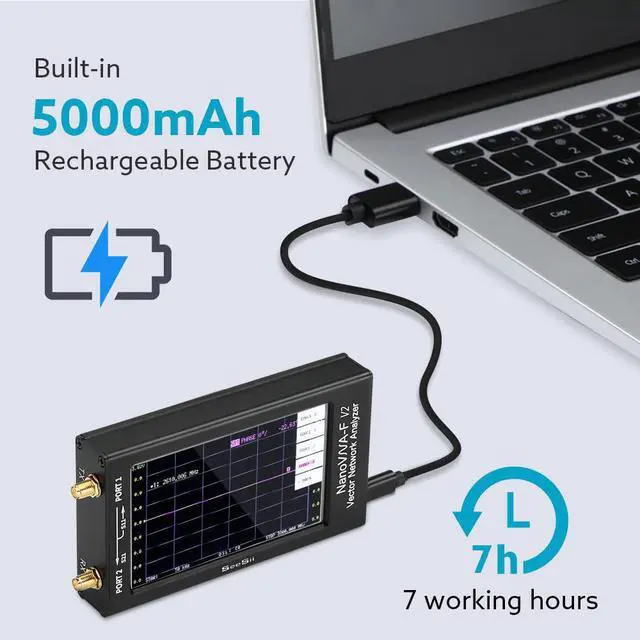 Alt view image 4 of 7 - Upgraded NanoVNA-F V2 Vector Network Analyzer 50kHz-3000MHz HF VHF UHF VNA Antenna Analyzer 4.3 inch with 5000mAh,Measuring S-Parameter Voltage SWR, Phase, delay, Smith Chart