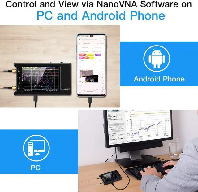 Alt view image 4 of 7 - NanoVNA-H4 Vector Network Analyzer Kit 10KHz-1.5GHz HF VHF UHF Antenna Analyzer Measuring S Parameters, Voltage Standing Wave Ratio, Phase, Delay, Smith Chart with 4" LCD Touch Screen (4.2 Version)