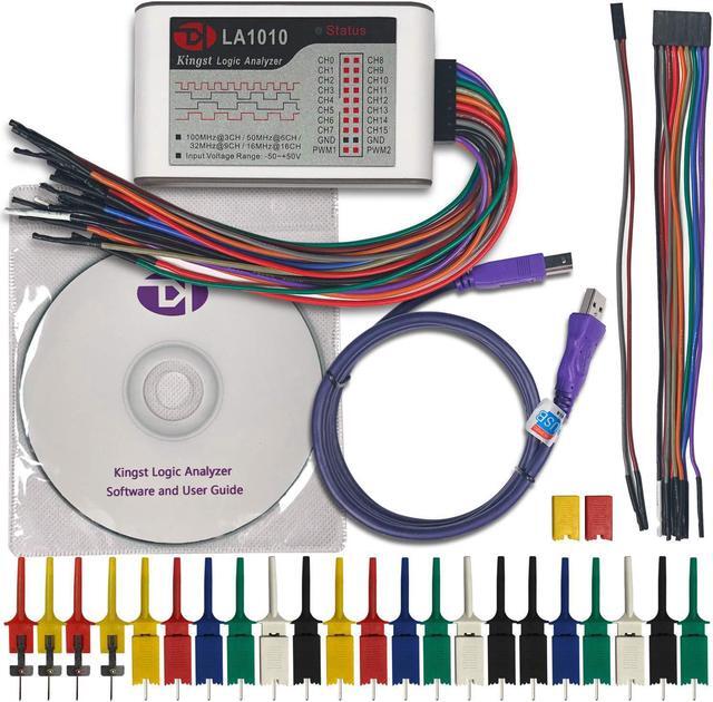 Alt view image 2 of 7 - LA1010 USB Logic Analyzer 16 Input Channels 100MHz with The English PC Software Handheld Instrument,Support Windows (32bit/64bit),Mac OS,Linux