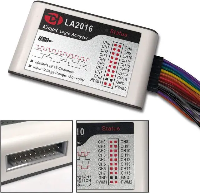 Alt view image 6 of 7 - LA2016 USB Logic Analyzer Full 16 Channels 200MHz Sampling Rate with The English PC Software Handheld Instrument, Support Windows (32bit/64bit),Mac OS,Linux