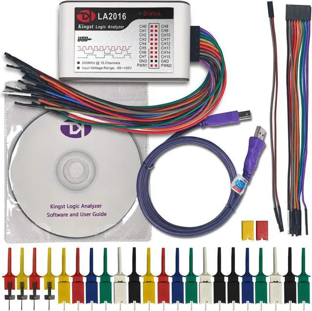 Alt view image 2 of 7 - LA2016 USB Logic Analyzer Full 16 Channels 200MHz Sampling Rate with The English PC Software Handheld Instrument, Support Windows (32bit/64bit),Mac OS,Linux
